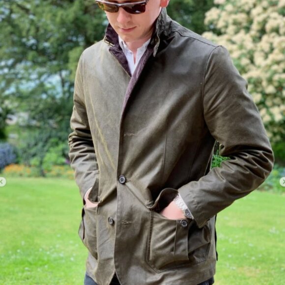 BARBOUR LUTZ Waxed Jacket Olive Rugged Sophistication MSRP$520 British Heritage